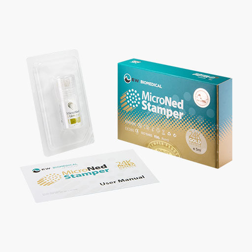 MicroNed Stamper, 20 hypoallergenic 24k gold plated 0.25mm microneedles